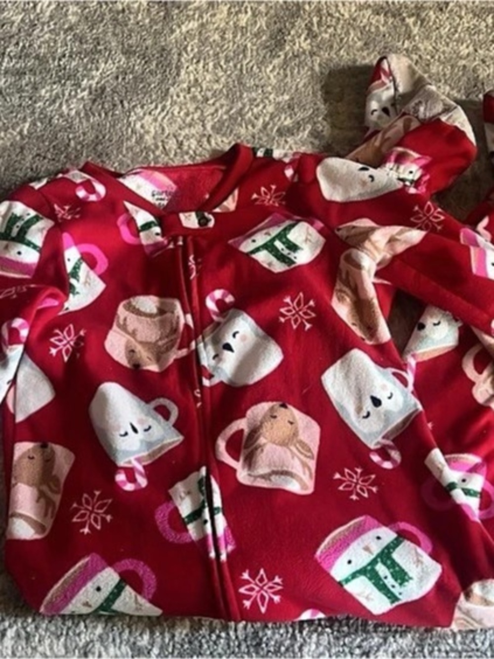 Carter's Hot Cocoa Fleece Footie Pajamas Red & White